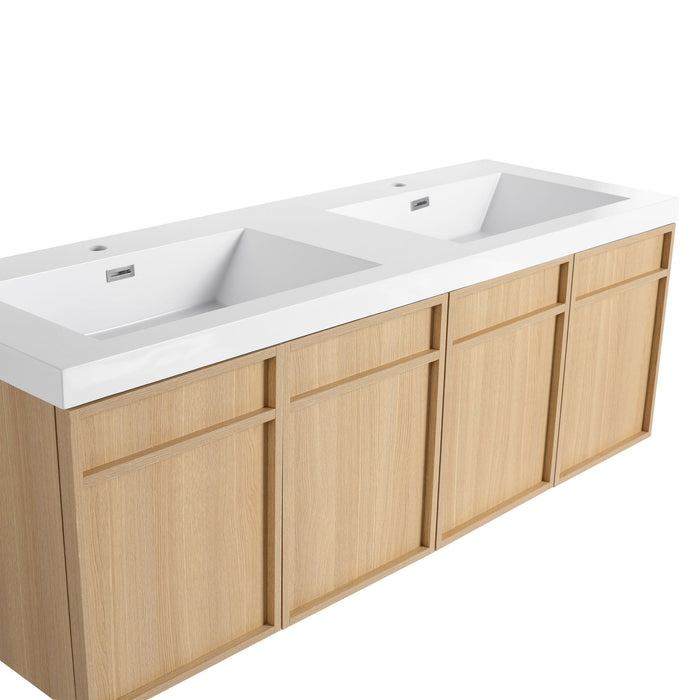 Wall-Mounted Bathroom Vanity With Resin Sink And Soft Closing Doors