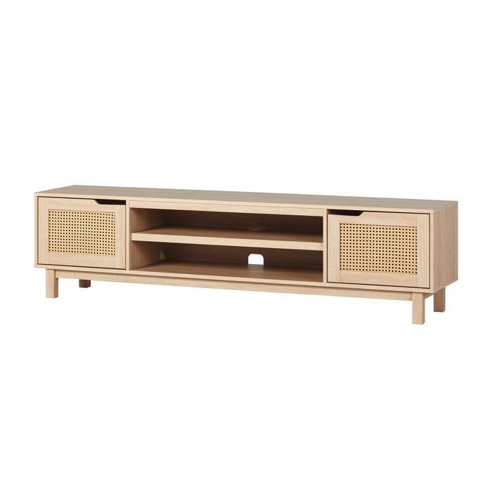 Modern Door Low TV Stand For TVs Up To 80" - Light Brown