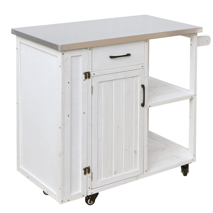 Outdoor Kitchen Island Prep Station With Lockable Wheels, Ample Storage, Towel & Spice Racks