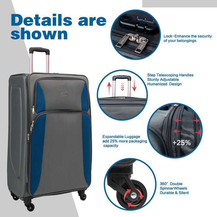 4 Piece Set Softshell Luggage