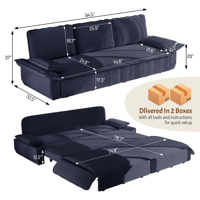 King Size Pull Out Sofa Bed, 3 In 1 Convertible Multifunctional