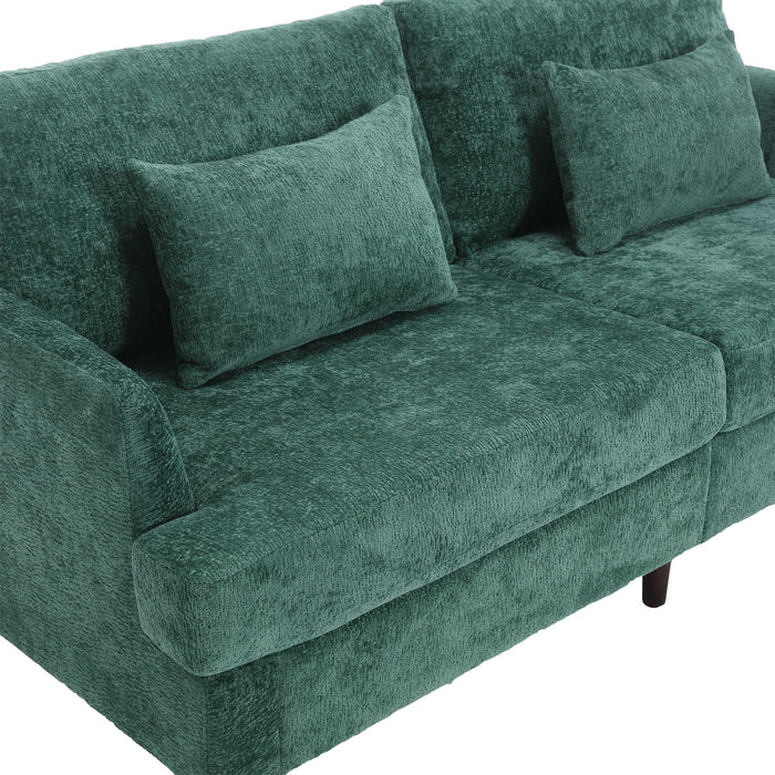 Mid Century Modern Chenille Fabric Loveseat Sofa, 2 Seat Upholstered Couch
