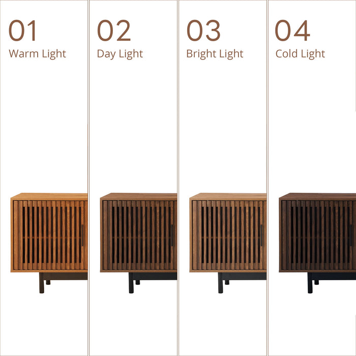 TV Stand, Media Console & Soft Closing Hinges, Adjustable Shelves, Slatted Doors - Walnut