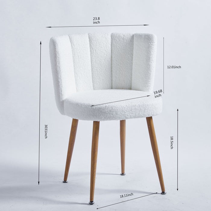 Modern Dining Chair (Set of 2) With Iron Tube Wood Color Legs, Shorthair Cushions And Comfortable Backrest, Suitable For Dining Room, Living Room, Cafe, Simple Structure