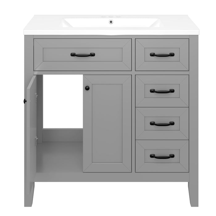 Modern Bathroom Vanity With Sink, Freestanding Design With Drawers And Doors