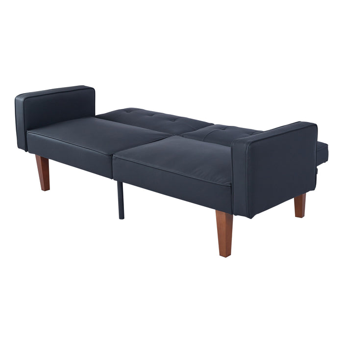Convertible Futon Sofa Bed With Adjustable Split Back, Twin Size Sleeper Couch - Black