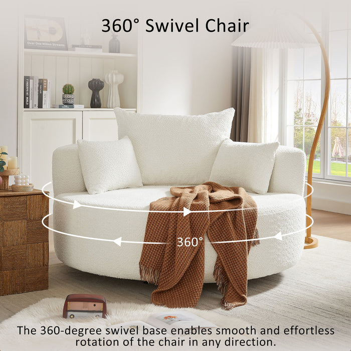 360° Swivel Chair Accent Barrel Chair With Removable Pillows