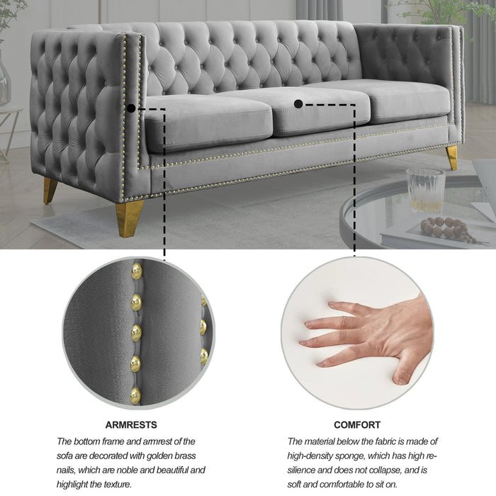 Modern Sofa With Button Tufting, Upholstered Couch For Living Room