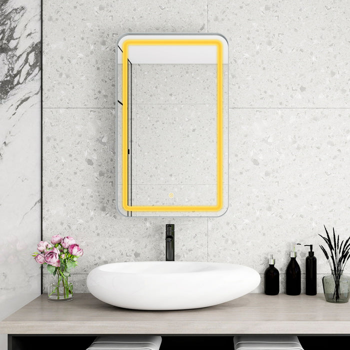 Rectangle Medicine Cabinet Mirror Bathroom Mirror With Storage Wall Mounted Medicine Mirror Cabinet With LED - Sliver