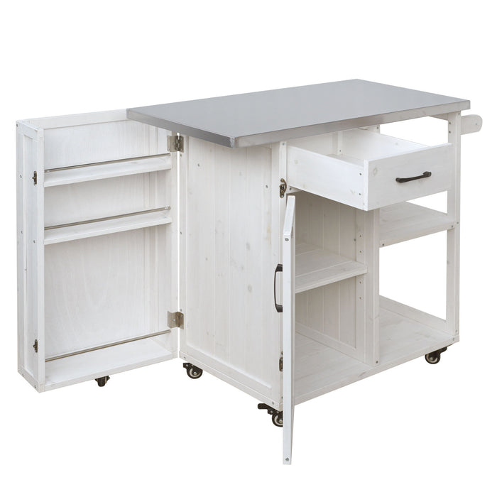 Outdoor Kitchen Island Prep Station With Lockable Wheels, Ample Storage, Towel & Spice Racks