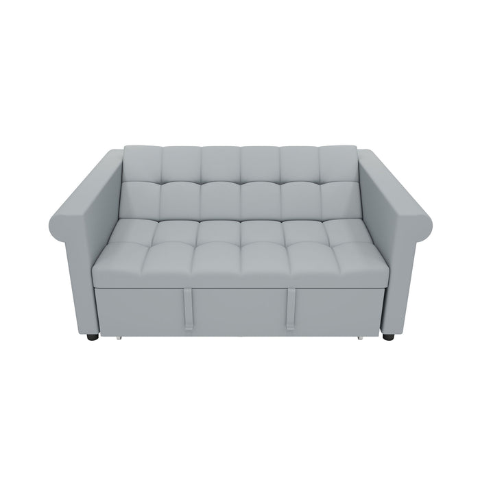 Compact Loveseat With Trundle Sleeper And Storage Pocket - Gray