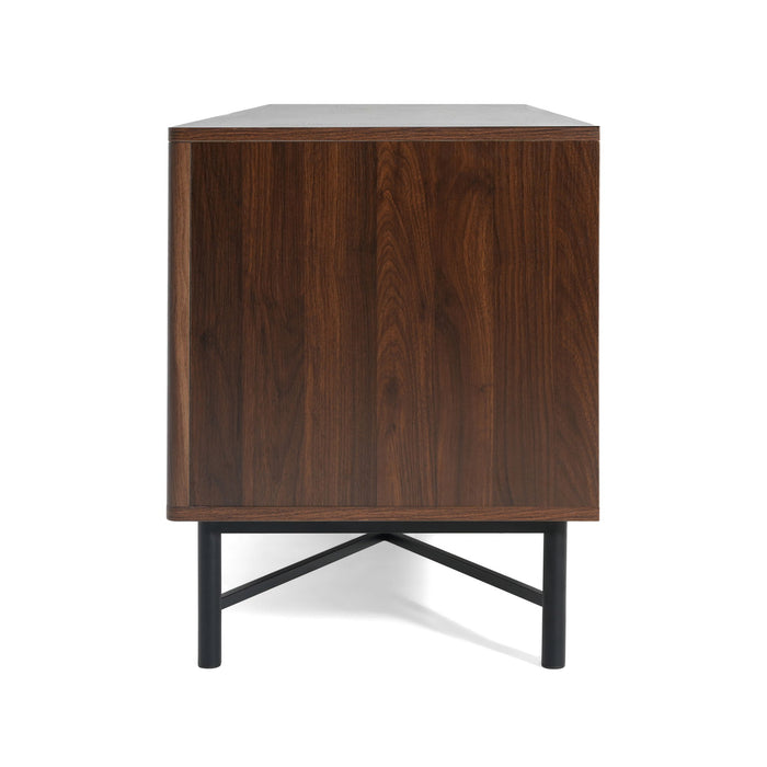 4 Door TV Cabinet, 2 Storage Spaces, Adjustable Shelves