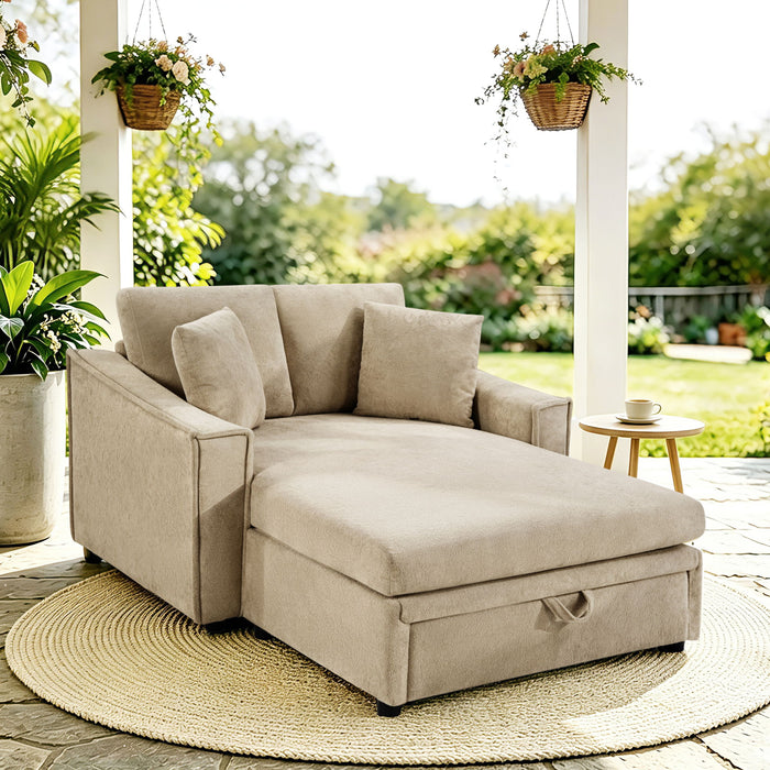 Modern Chaise Sofa With Hidden Storage For Living Room