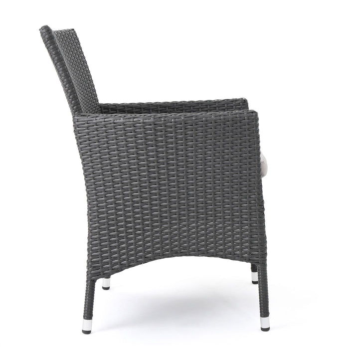 Dimensional Outdoor Dining Chair With Cushion Seat And Iron Frame (Set of 2)