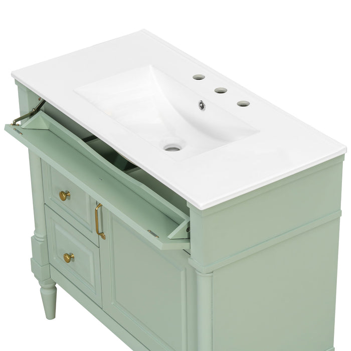 Freestanding Bathroom Vanity With Sink, Adjustable Shelf, Flip Drawer