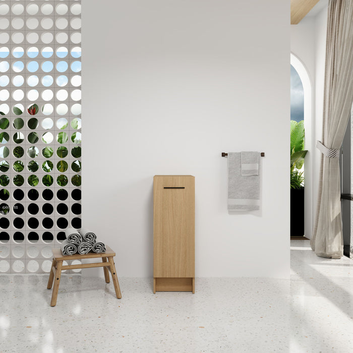 Slim Freestanding Bathroom Storage Cabinet - Light Oak