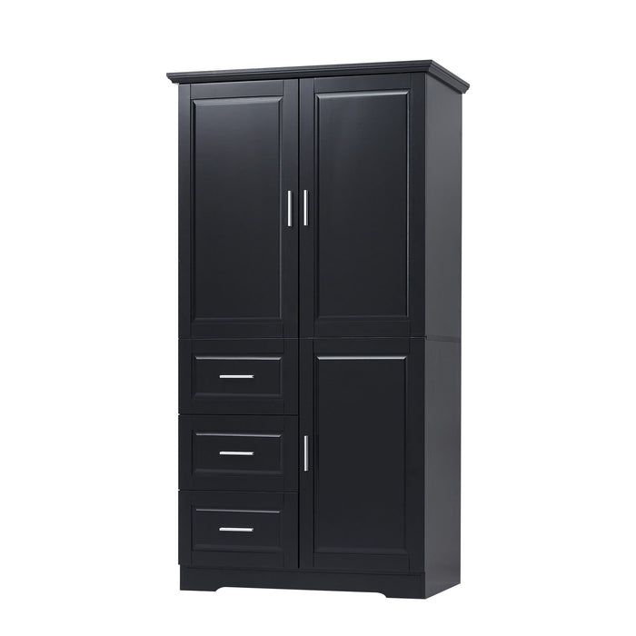 Tall Wide Storage Cabinet With Doors, 3 Drawers