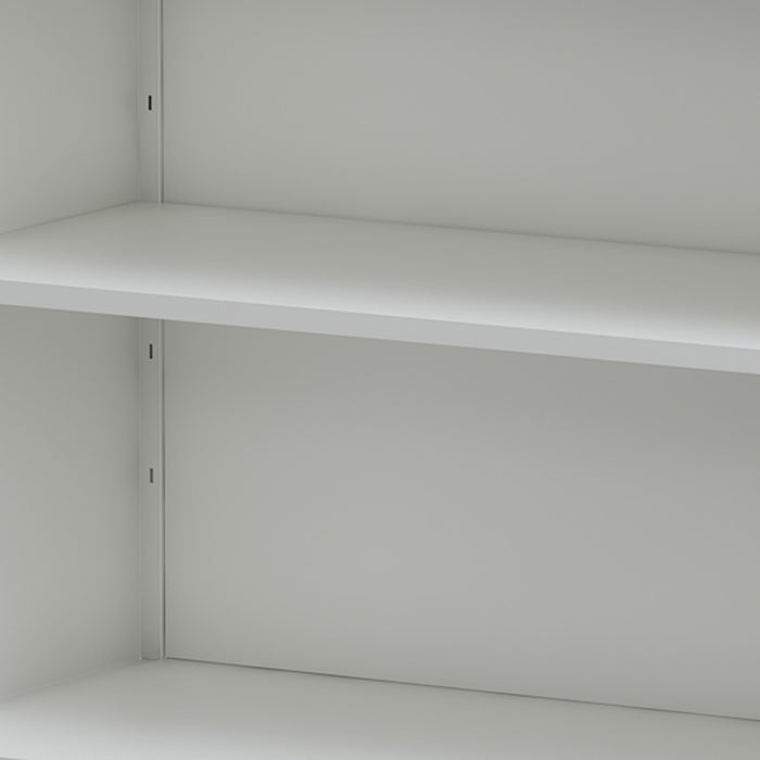 Contemporary Kitchen Pantry Cabinet With Glass Doors, Adjustable Shelves, Steel - Brushed Nickel