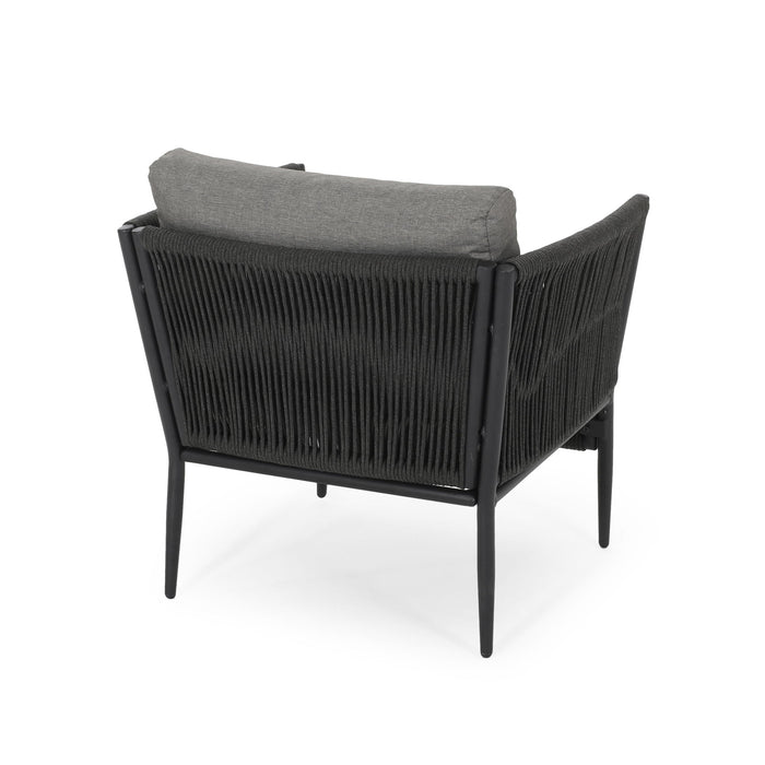 Hanford - Modern Club Chair With Woven Rope Design - Gray