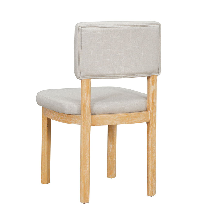 Dining Table Set With 6 Upholstered Chairs, Rectangular Table With Cutout Legs