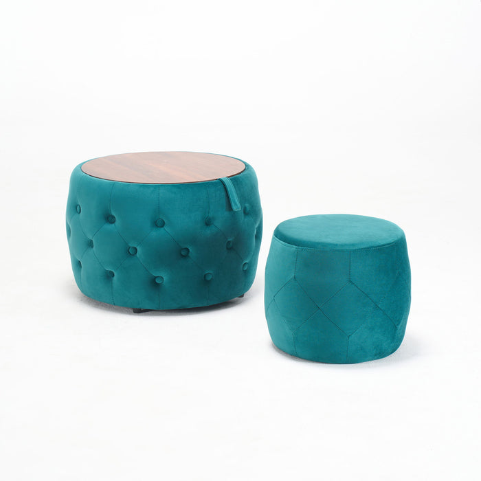 Nesting Ottomans 2 Piece With Tray, 4 In 1 Function