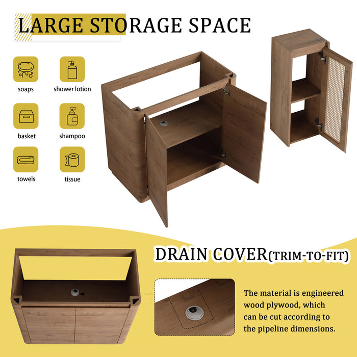 Freestanding Bathroom Vanity With Sink And 2 Soft Close Doors