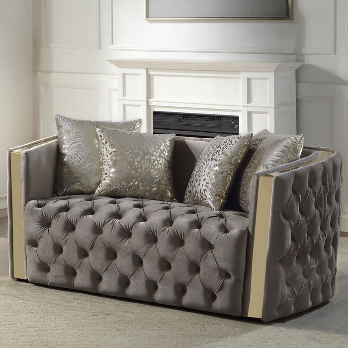 Naomi - Button Tufted Loveseat - Taupe