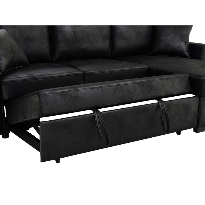 Upholstered Sectional With Pull-Out Bed And Chaise Storage