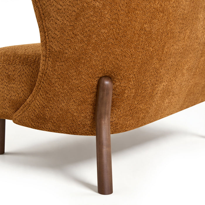 Chair Laid Back Loveseats, Curved Backrest With No Armrests - Caramel