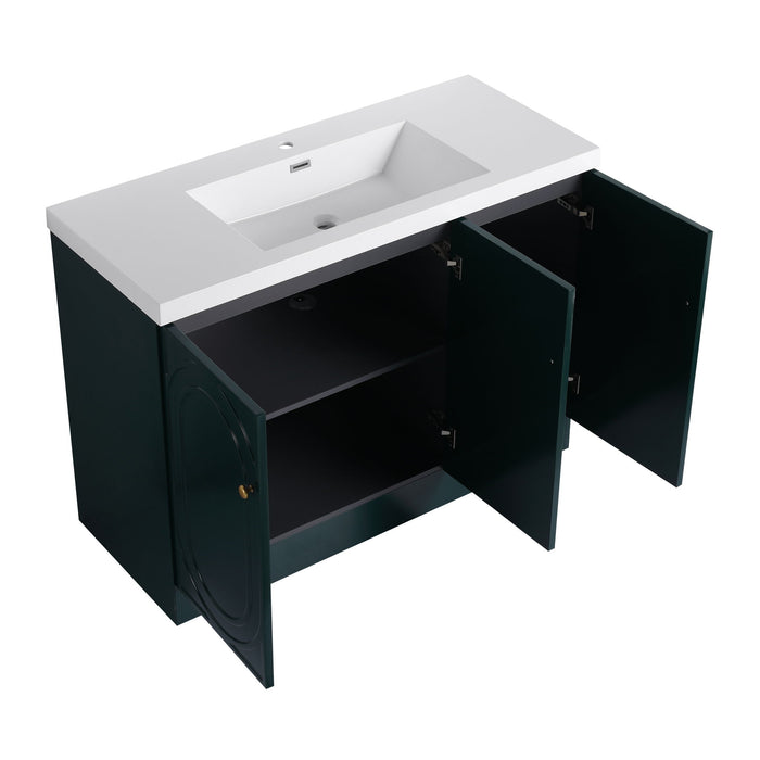 Contemporary Freestanding Bathroom Vanity With Resin Sink & Soft-Close Cabinet Doors