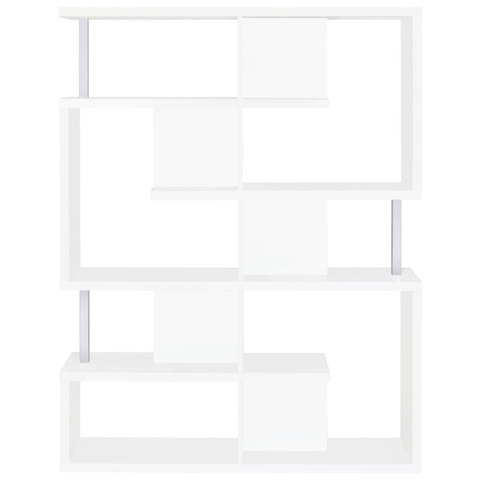 5 Tier Geometric Bookcase - White
