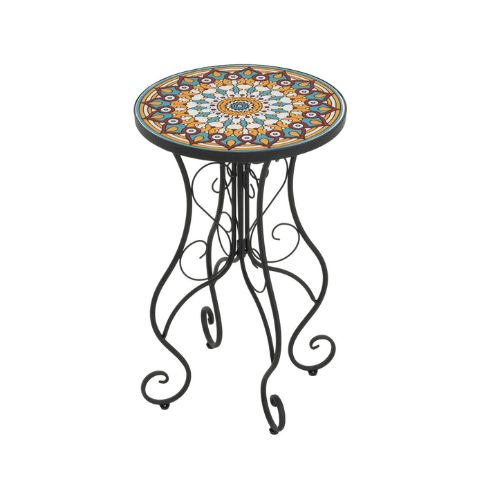 Colorful Outdoor Side Table With Ceramic Tile Top