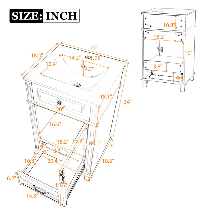 Bathroom Vanity With Sink, Drawer & Soft Closing Door