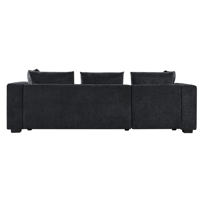 Modern L Shaped Sectional Sofa With Chenille Upholstery And Wooden Storage