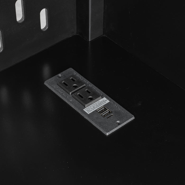 Full Gaming Loft Bed With Desk And Storage Staircase, LED Lights And USB - Red / Black