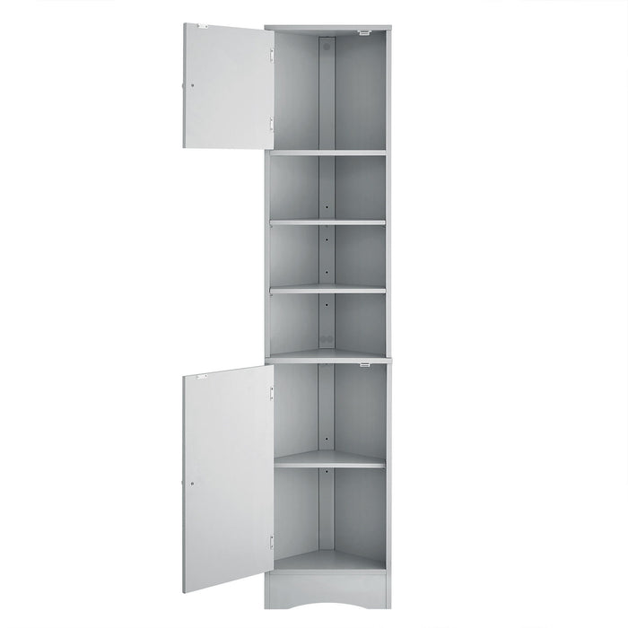 Multi Functional Corner Cabinet With Adjustable Shelves And 2 Doors