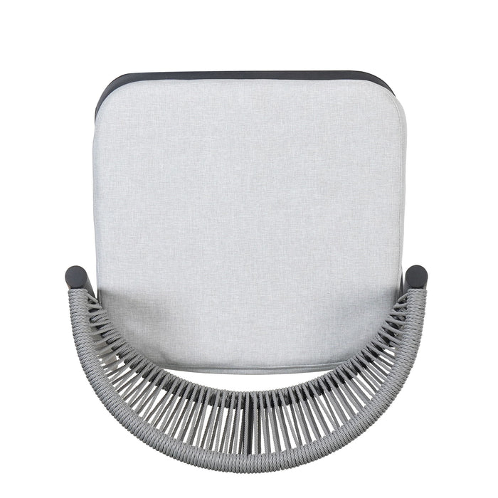 Outdoor Bar Height Metal Frame Counter Stools With Scallop Shaped Backrest & Water Resistant Cushions