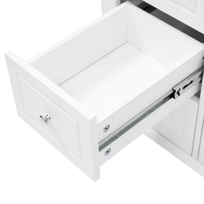 Bathroom Vanity Cabinet Only, 6 Soft Close Drawers & Double Doors With 2 Tier Shelves - White