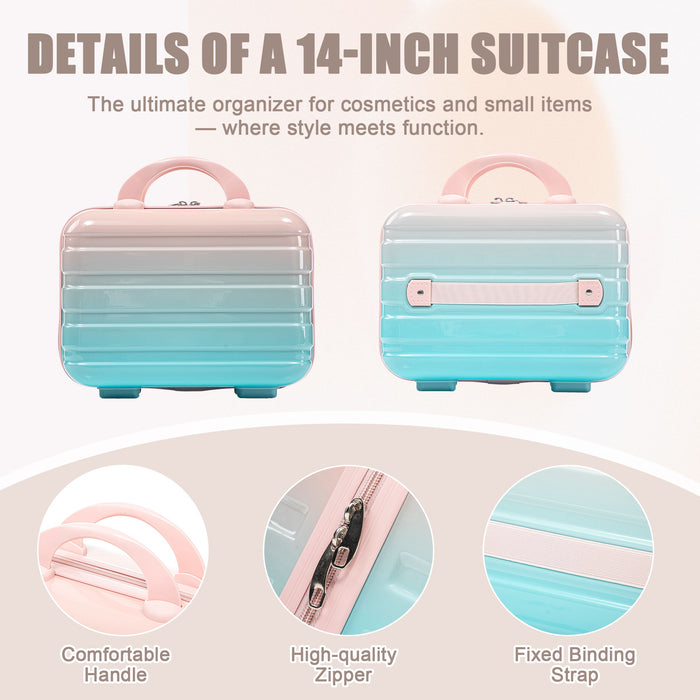 Luggage Set 14" / 20" With Combination Lock And Cosmetic Case