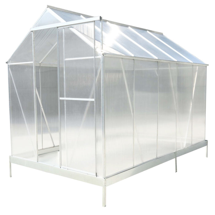 Polycarbonate Greenhouse, Heavy Duty Outdoor Aluminum Walk-In Green House Kit With Rain Gutter, Vent And Door For Backyard Garden