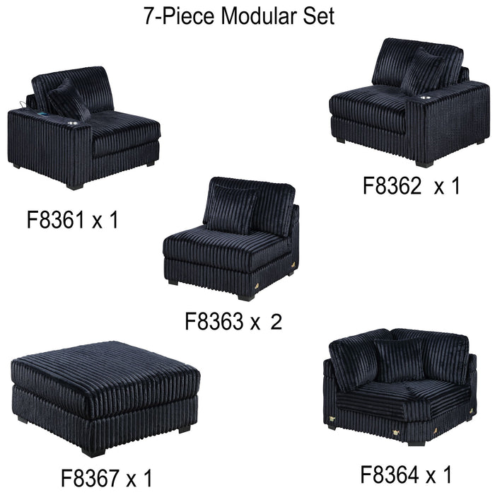 Contemporary Style Modular Sectional Sofa Set With USB, Cup Holder