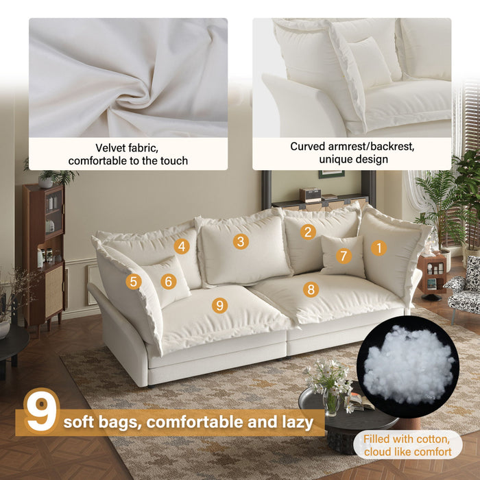Modern Comfy Upholstered Sofa Cloud Couch, Deep Seat Couches With Multiple Large Soft Pillows