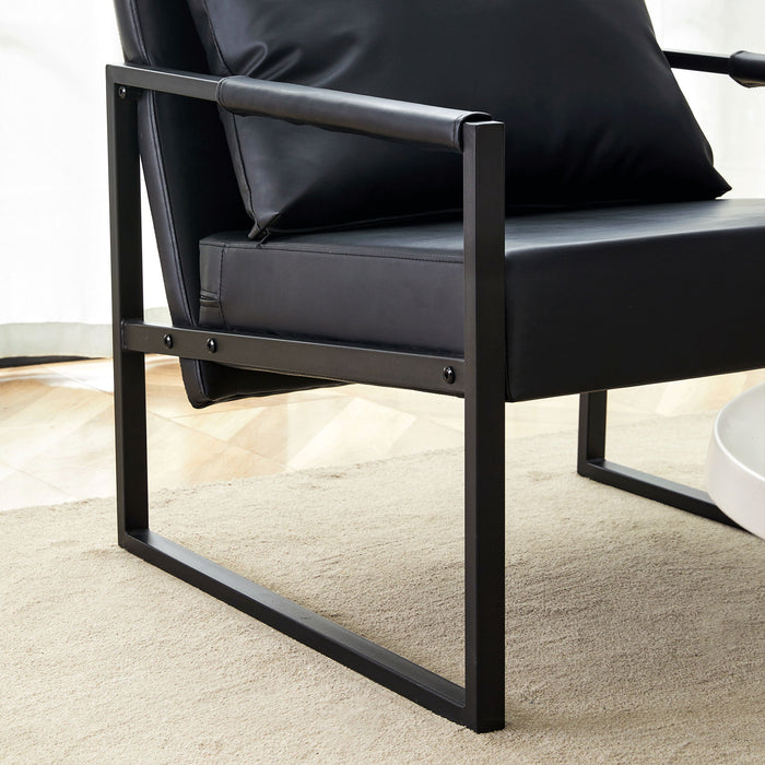 Classic Leather And Metal Frame Sofa, Ergonomically Designed, A Perfect Blend Of Modern And Industrial Styles