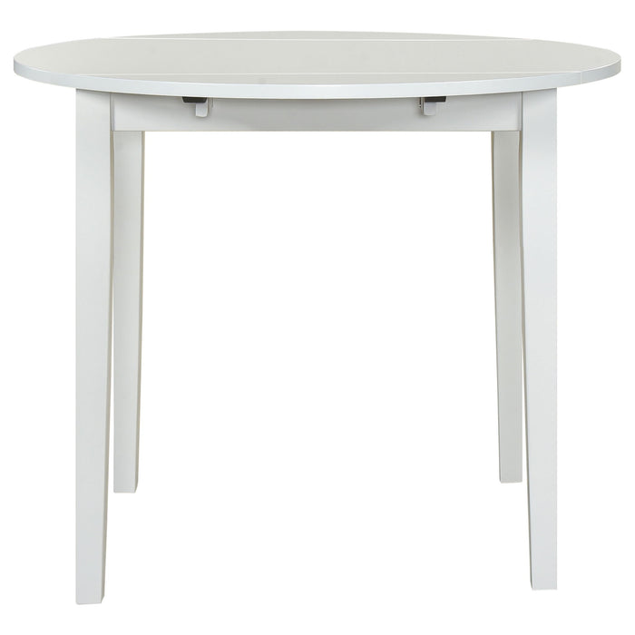 Cliff - 3 Piece Round Drop Leaf Dining Table Set With Ladderback Chairs - White