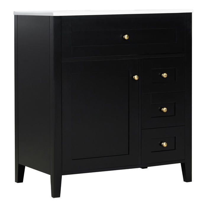 Bathroom Vanity With Sink, 3 Drawers And Adjustable Shelf