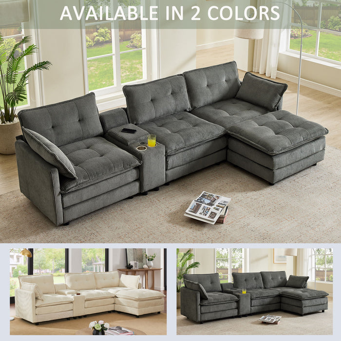 Oversized Modular Sectional Sofa With Multi Functional Console