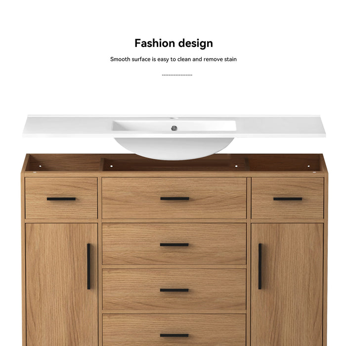 Bathroom Vanity With Abundant Storage 2 Soft Close Doors And 6 Drawers