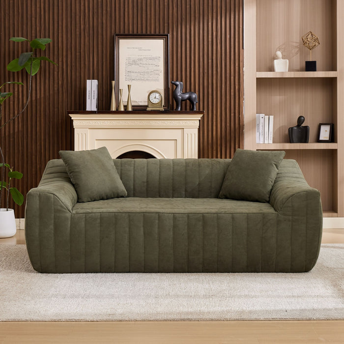 Oversized 2 Seater Loveseat With 2 Decor Throw Pillows, Deep Seat Sofa For Living Rooms
