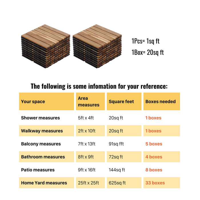 Interlocking Deck Tiles Striped Pattern, Waterproof Anti Mildew Brown