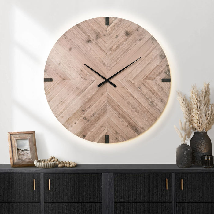Wall Clock, Round, Large Oversized - Brown